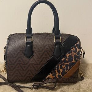 Aldo Gliliweth Satchel Cheeta Print Patchwork Black Geometric pattern Purse Bag